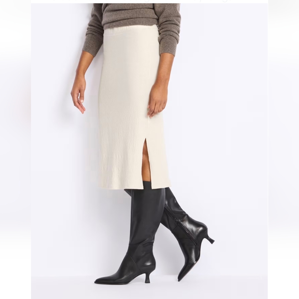 Threads For Thought - Smocked Jersey Cream Midi Skirt